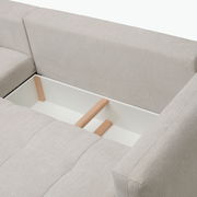 Ecksofa London von Hom'in mit geöffneter Stauraumfunktion, Perspektive von oben.