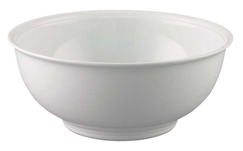 Weiße Schüssel aus Porzellan, 26 cm Durchmesser, seitliche Perspektive