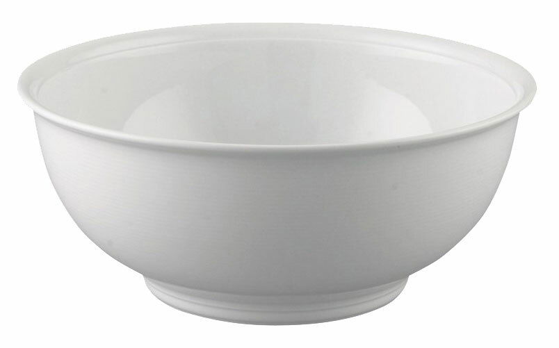 Weiße Schüssel aus Porzellan, 26 cm Durchmesser, seitliche Perspektive