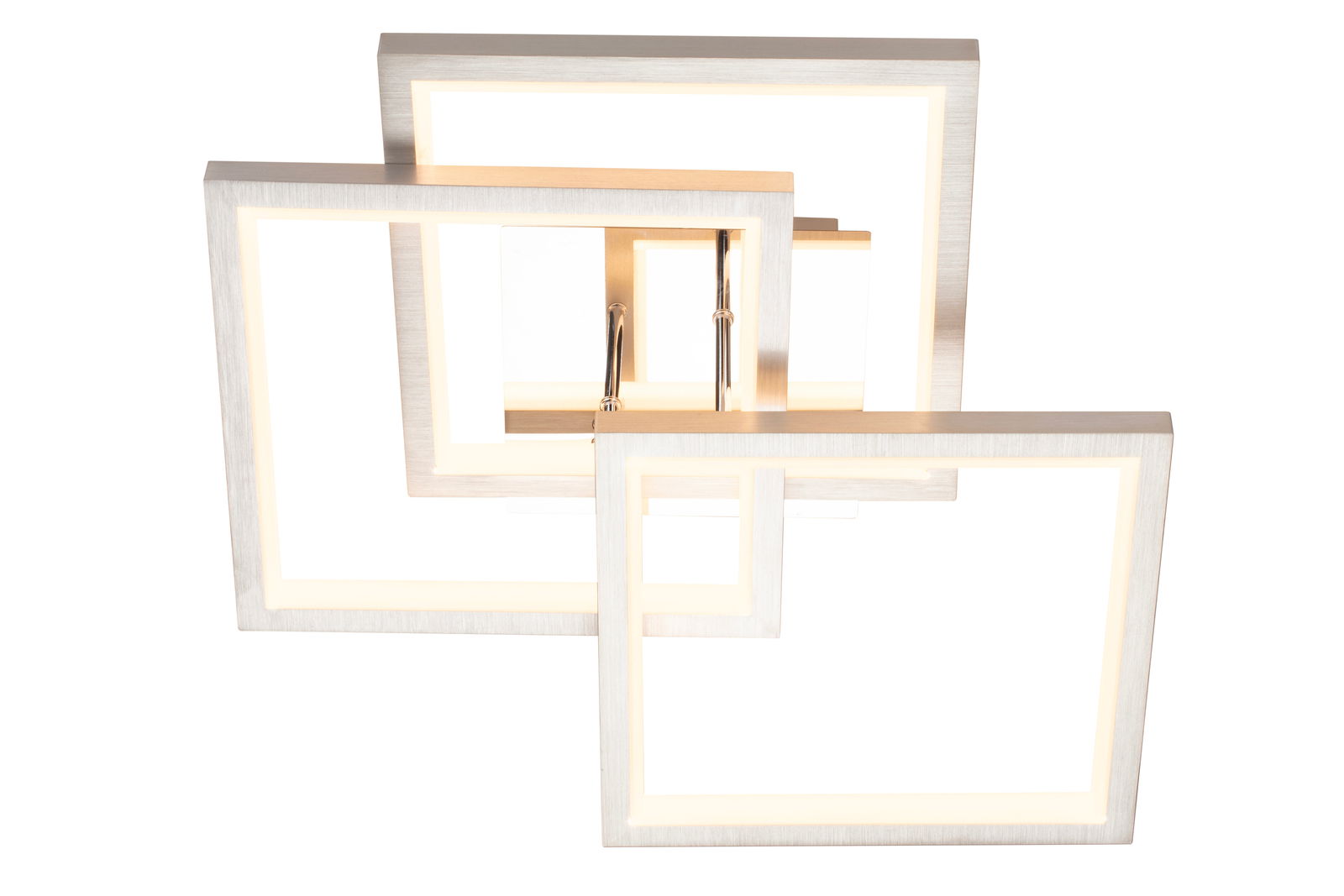 Novel LED-DECKENLEUCHTE Moderne LED-Deckenleuchte mit mehreren quadratischen Rahmen, seitliche Perspektive