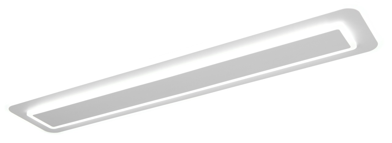 Moderne LED-Deckenleuchte in rechteckiger Form, seitliche Perspektive