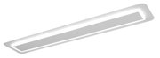 Moderne LED-Deckenleuchte in rechteckiger Form, seitliche Perspektive