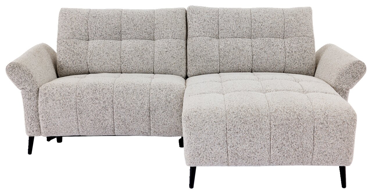 Graues, modernes Ecksofa mit Stoffbezug, Vorderansicht