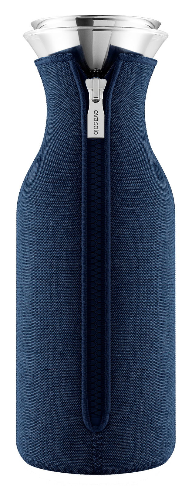 Kühlschrankkaraffe 1,0 l Navy mit Reißverschluss, Vorderansicht