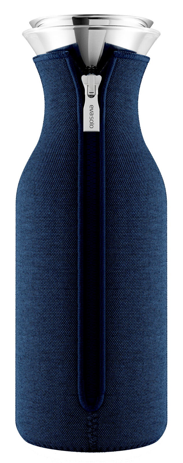 Kühlschrankkaraffe 1,0 l Navy mit Reißverschluss, Vorderansicht