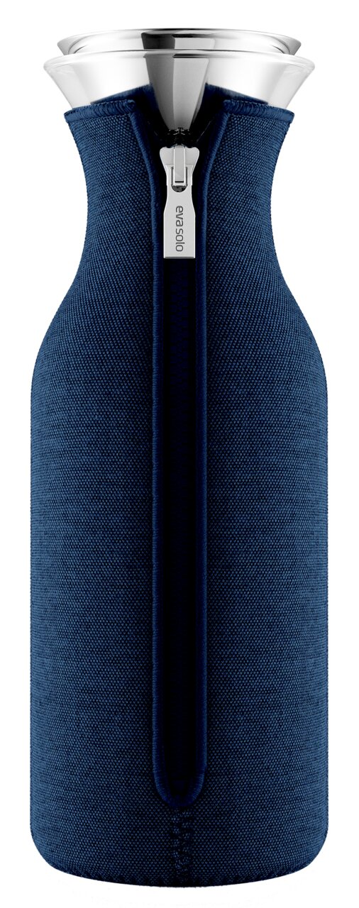 Kühlschrankkaraffe 1,0 l Navy mit Reißverschluss, Vorderansicht