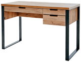 Moderner Schreibtisch aus Holz mit Metallbeinen, Vorderansicht