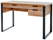 Moderner Schreibtisch aus Holz mit Metallbeinen, Vorderansicht