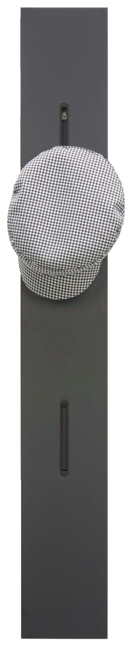 Moderano Garderobenpaneel BASIC Garderobenpaneel in dunkler Farbe mit Haken, frontal abgebildet, mit einer karierten Mütze darauf.