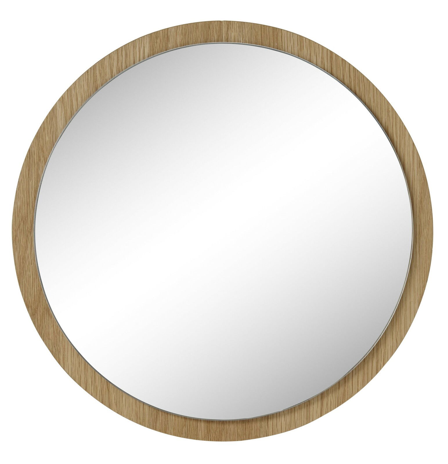 Runder Spiegel mit Holzrahmen, Frontalansicht