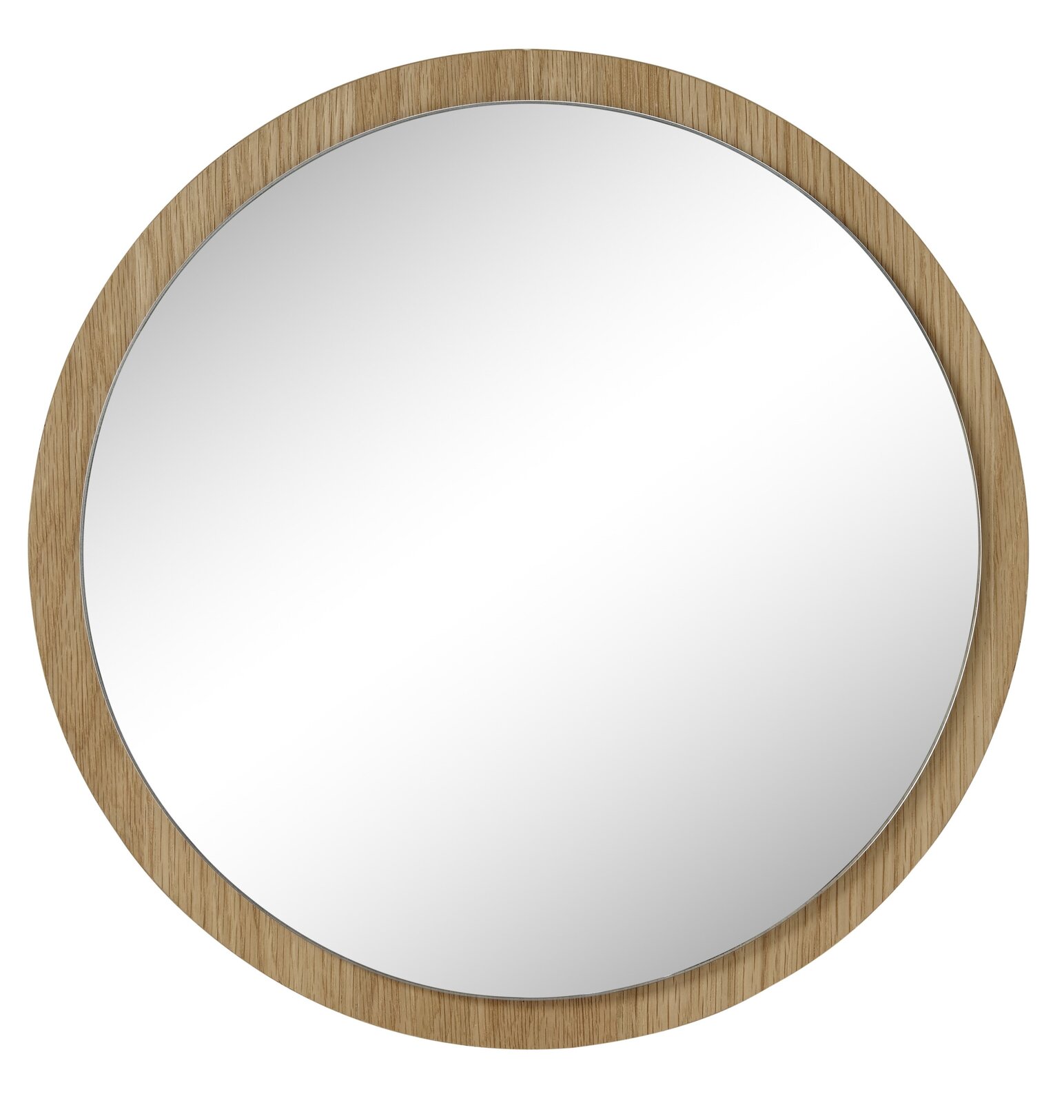 Runder Spiegel mit Holzrahmen, Frontalansicht