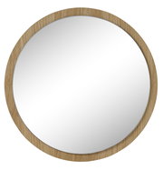 Runder Spiegel mit Holzrahmen, Frontalansicht