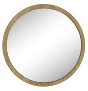 Runder Spiegel mit Holzrahmen, Frontalansicht