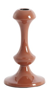 Brauner Kerzenständer aus Keramik, seitliche Perspektive
