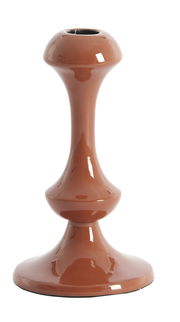 Brauner Kerzenständer aus Keramik, seitliche Perspektive