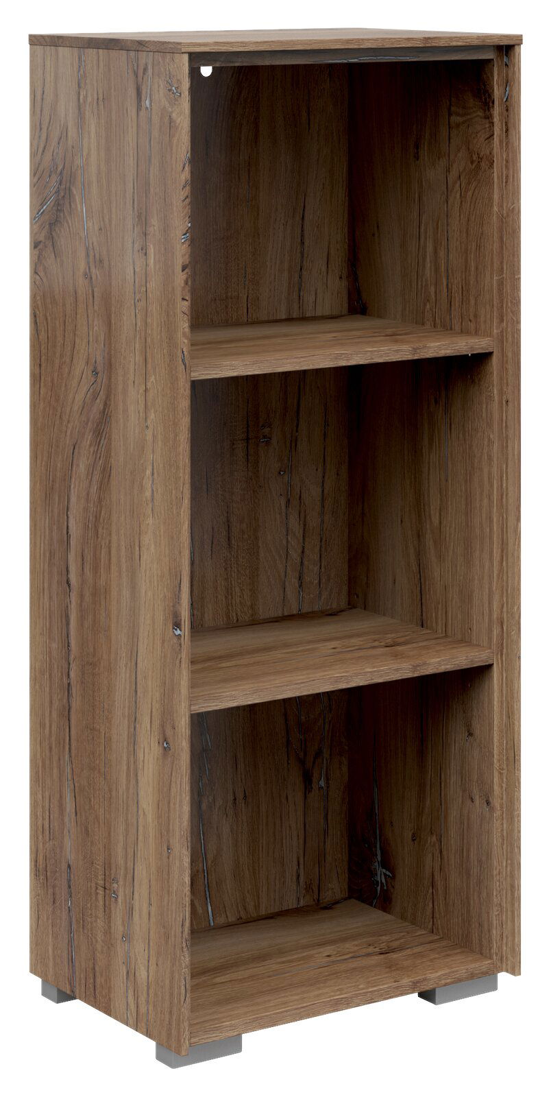 Voleo Aktenregal NEVADA Holz-Aktenregal mit drei offenen Fächern, schmale Bauweise, seitliche Perspektive