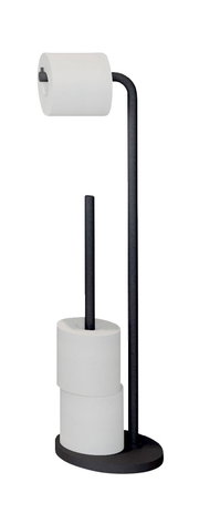 Schwarzer Toilettenpapierhalter mit zwei zusätzlichen Rollenhaltern, seitliche Perspektive