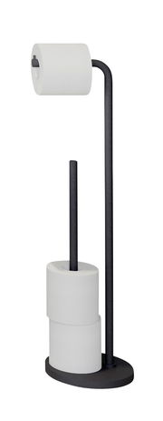 Schwarzer Toilettenpapierhalter mit zwei zusätzlichen Rollenhaltern, seitliche Perspektive