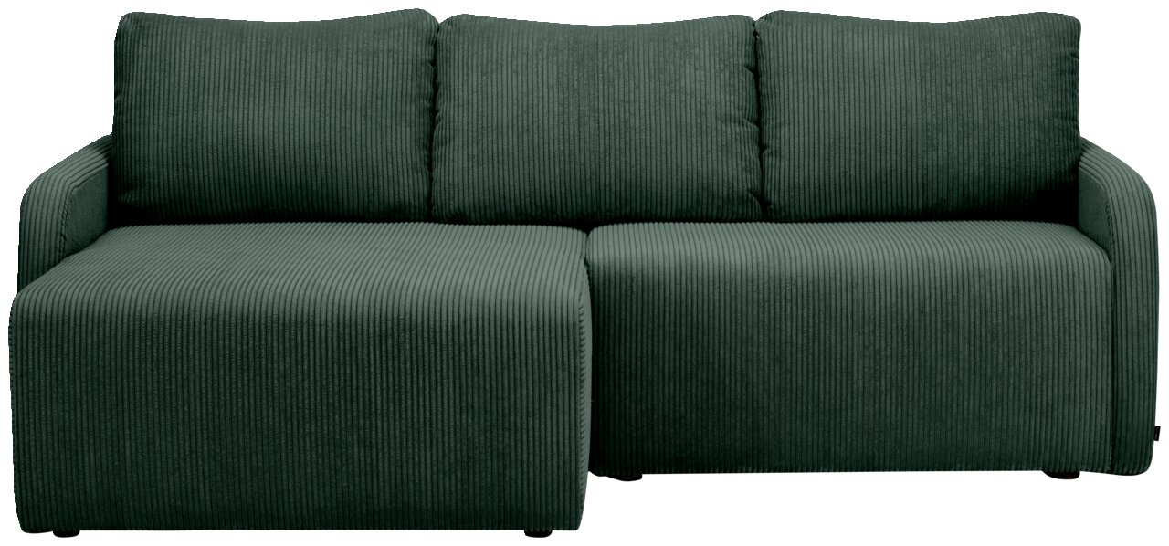 Grünes Sofa mit drei Rückenkissen, Vorderansicht