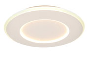 Moderne ronde plafondlamp Lucide AXELLE in wit met verlichte rand, gezien van onderaf.