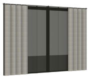 Vorhang Set in neutralen Farben, frontal betrachtet, mit zwei Paneelen und seitlichen Falten.