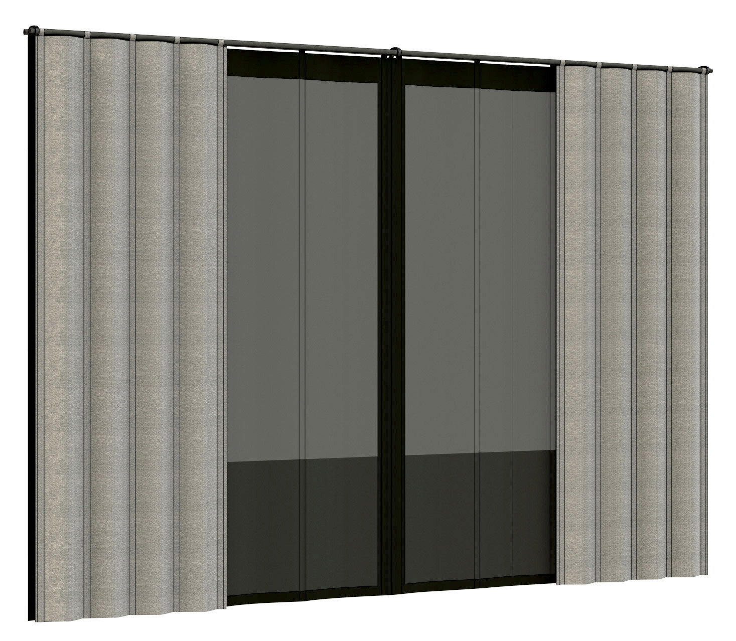 Siena Garden Vorhang Set SCHATTENMANUFAKTUR Vorhang Set in neutralen Farben, frontal betrachtet, mit zwei Paneelen und seitlichen Falten.