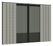 Vorhang Set in neutralen Farben, frontal betrachtet, mit zwei Paneelen und seitlichen Falten.