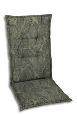Grüne Sesselauflage mit Blattmuster, seitliche Perspektive