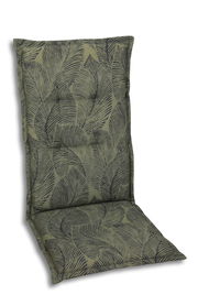 Grüne Sesselauflage mit Blattmuster, seitliche Perspektive