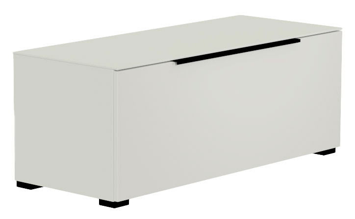 Moderano TV-Lowboard BORMIO Weißes TV-Lowboard mit schwarzem Griff, seitliche Perspektive