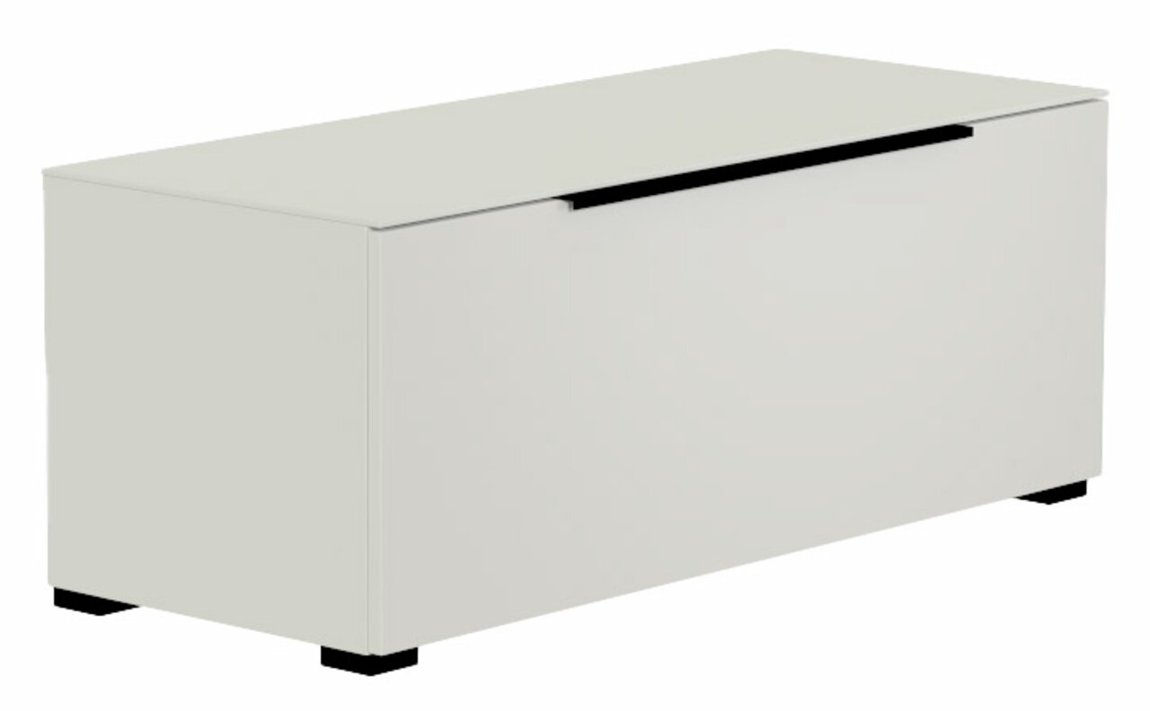 Moderano TV-Lowboard BORMIO Weißes TV-Lowboard mit schwarzem Griff, seitliche Perspektive