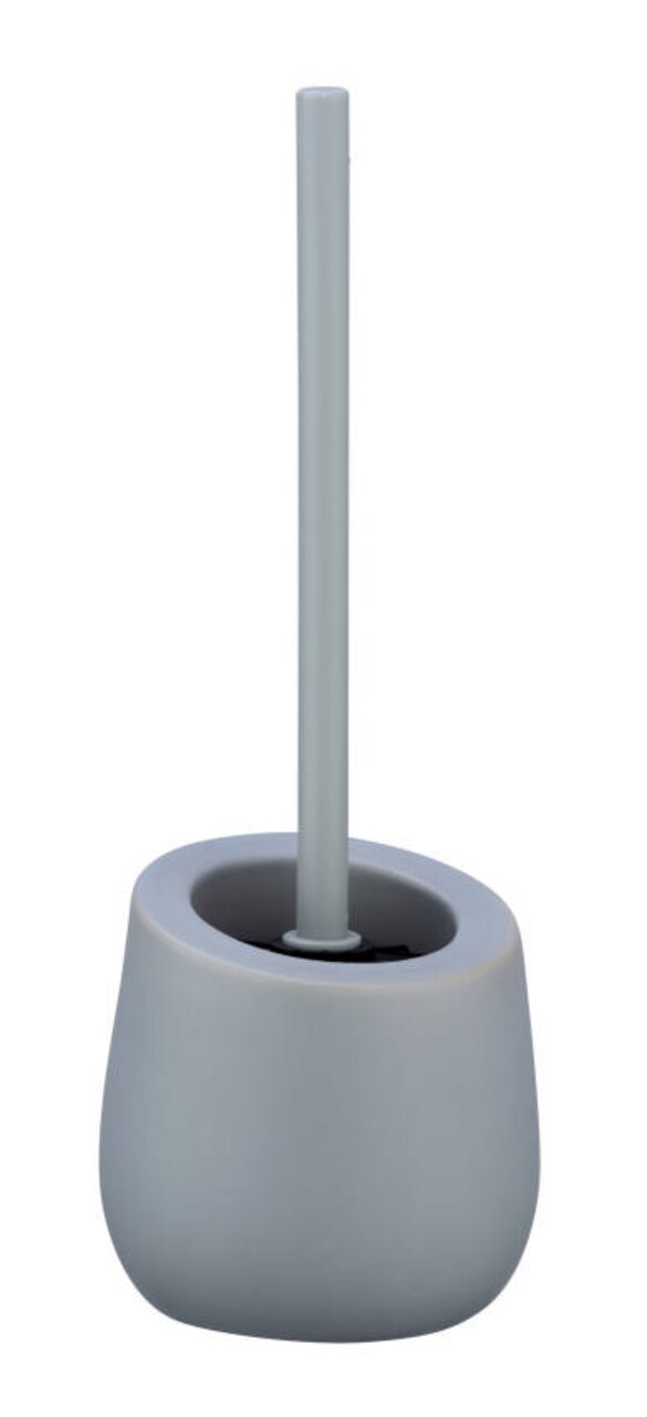 Wenko Keramik WC-Garnitur BADI Graue Keramik WC-Garnitur Badi, frontal abgebildet mit schlichtem Design.