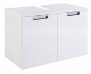 Moderner weißer Waschbeckenunterschrank mit zwei Türen, Frontansicht