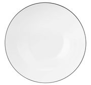 Obenansicht einer weißen Schüssel Lido 23cm mit schwarzem Rand