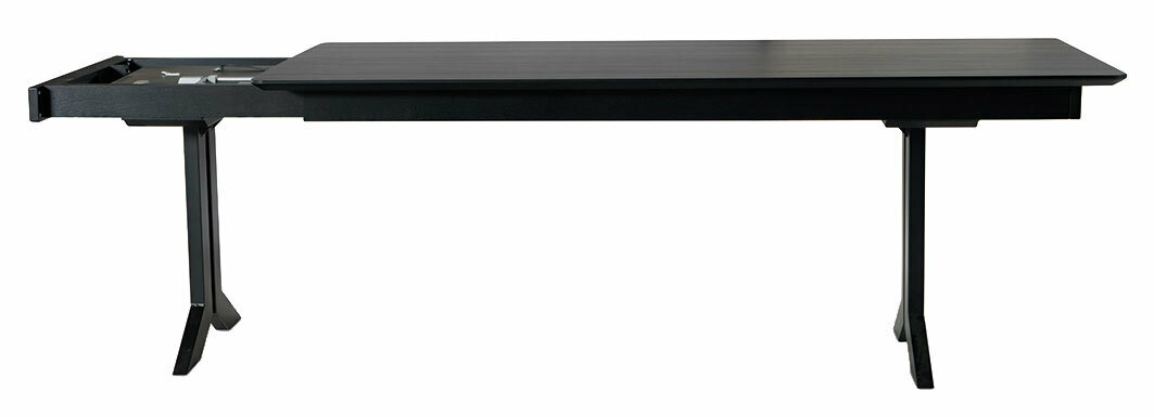 Moderner Esstisch 220x100cm in schwarzem Design, seitliche Perspektive