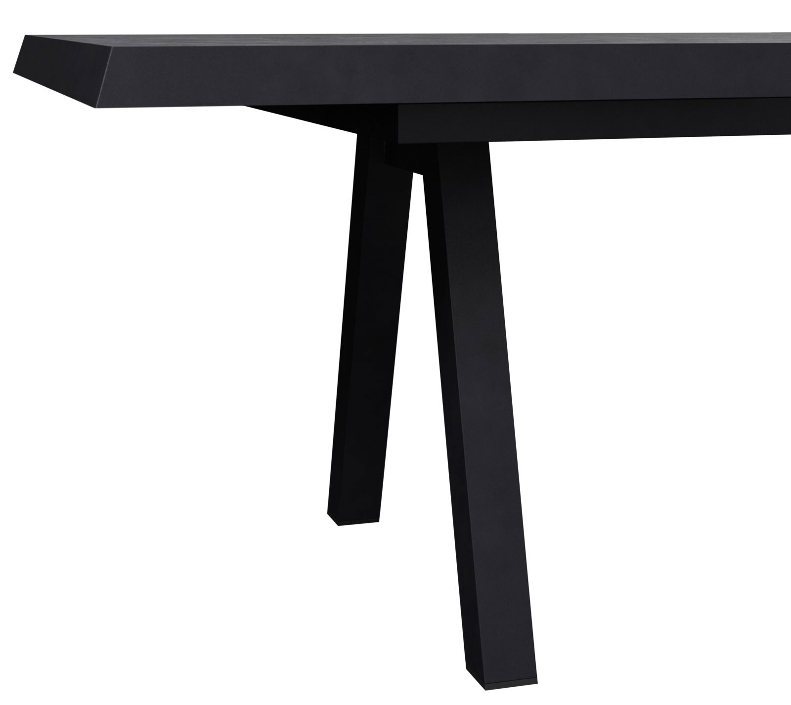 Moderner, ausziehbarer Gartentisch in schwarzer Farbe, seitliche Perspektive