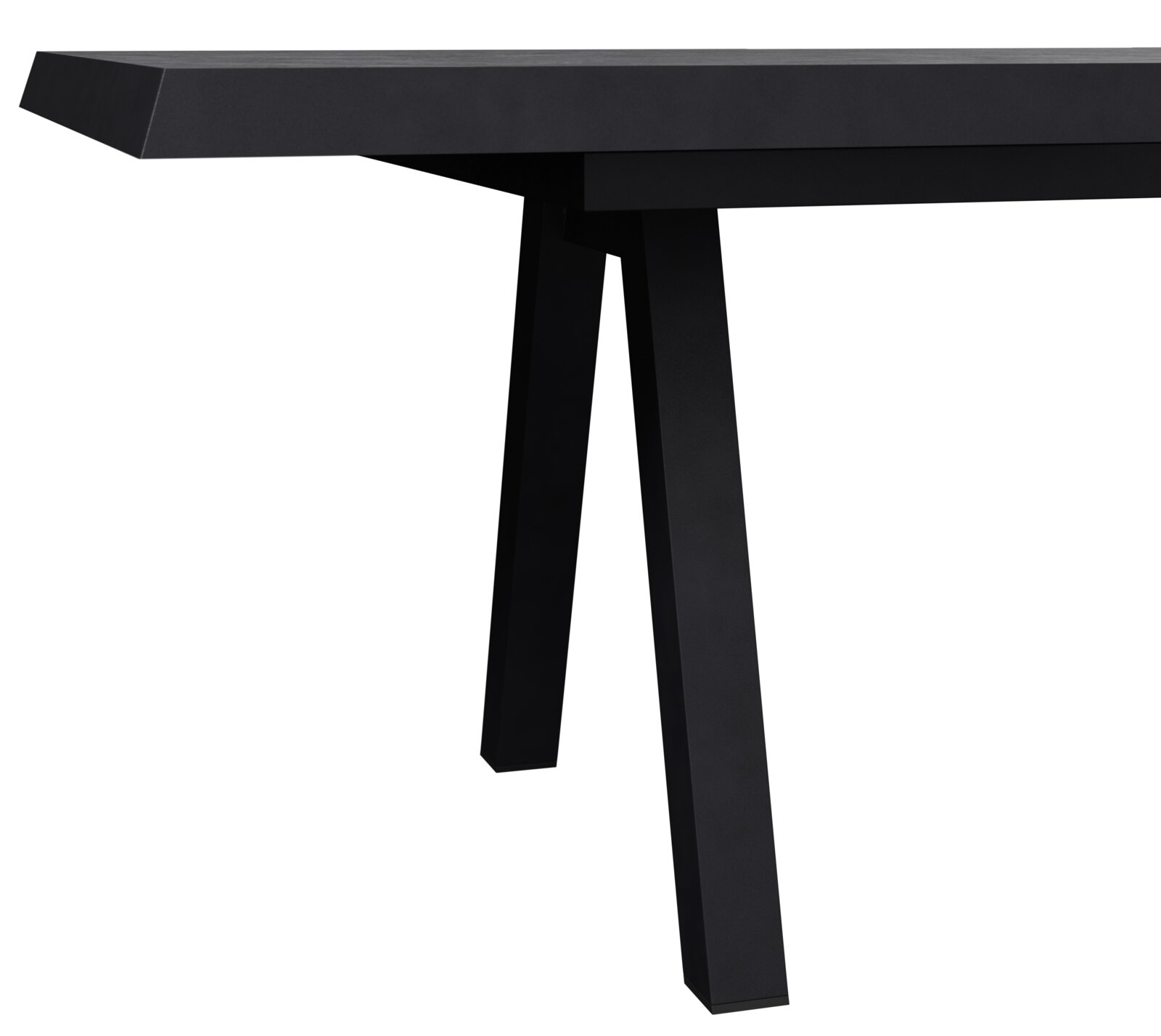 Moderner, ausziehbarer Gartentisch in schwarzer Farbe, seitliche Perspektive