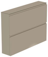 Hängeschuhschrank 2K-T22 in seitlicher Perspektive, zweifach unterteilt, in neutralem Farbton.