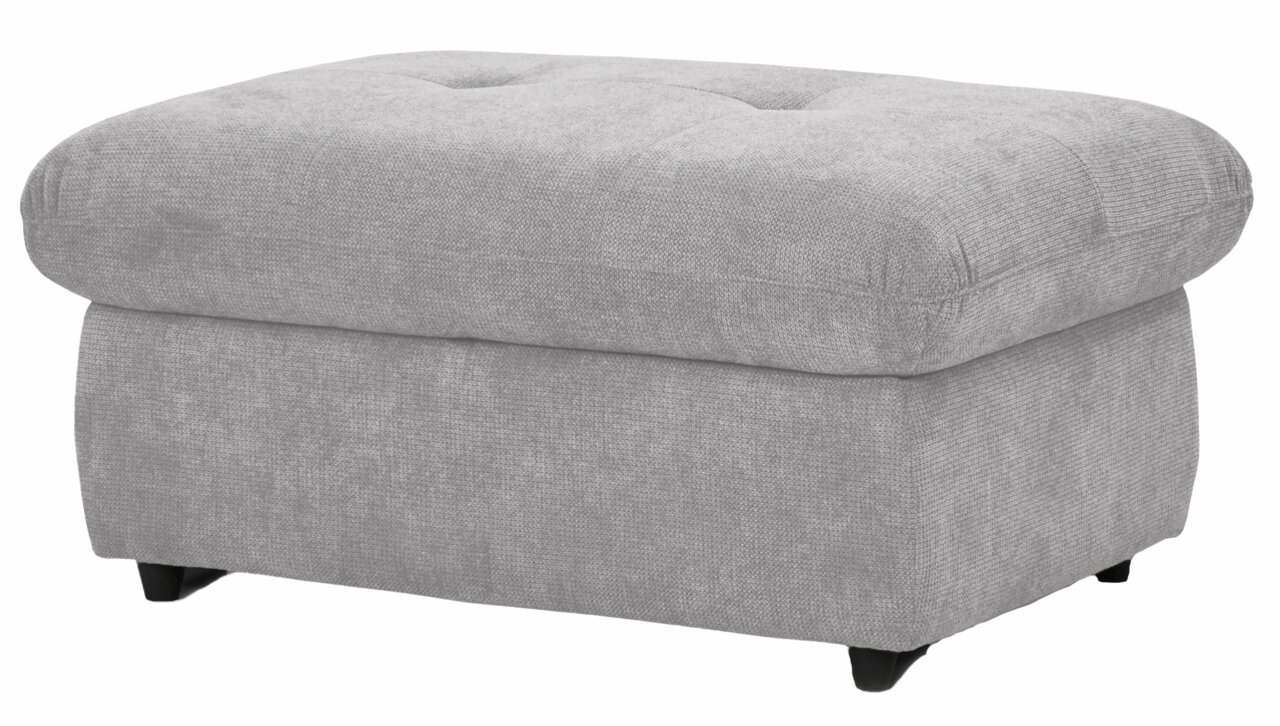 Stylife Hocker MONSERAT Grauer Hocker mit weicher Polsterung und schwarzen Füßen, seitliche Perspektive