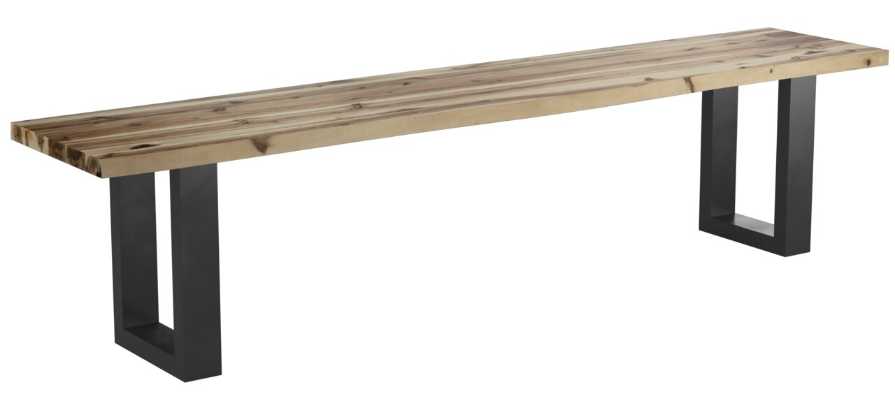 Ambia Garden Gartenbank TAHITI Gartenbank aus Holz mit Metallbeinen, seitliche Perspektive