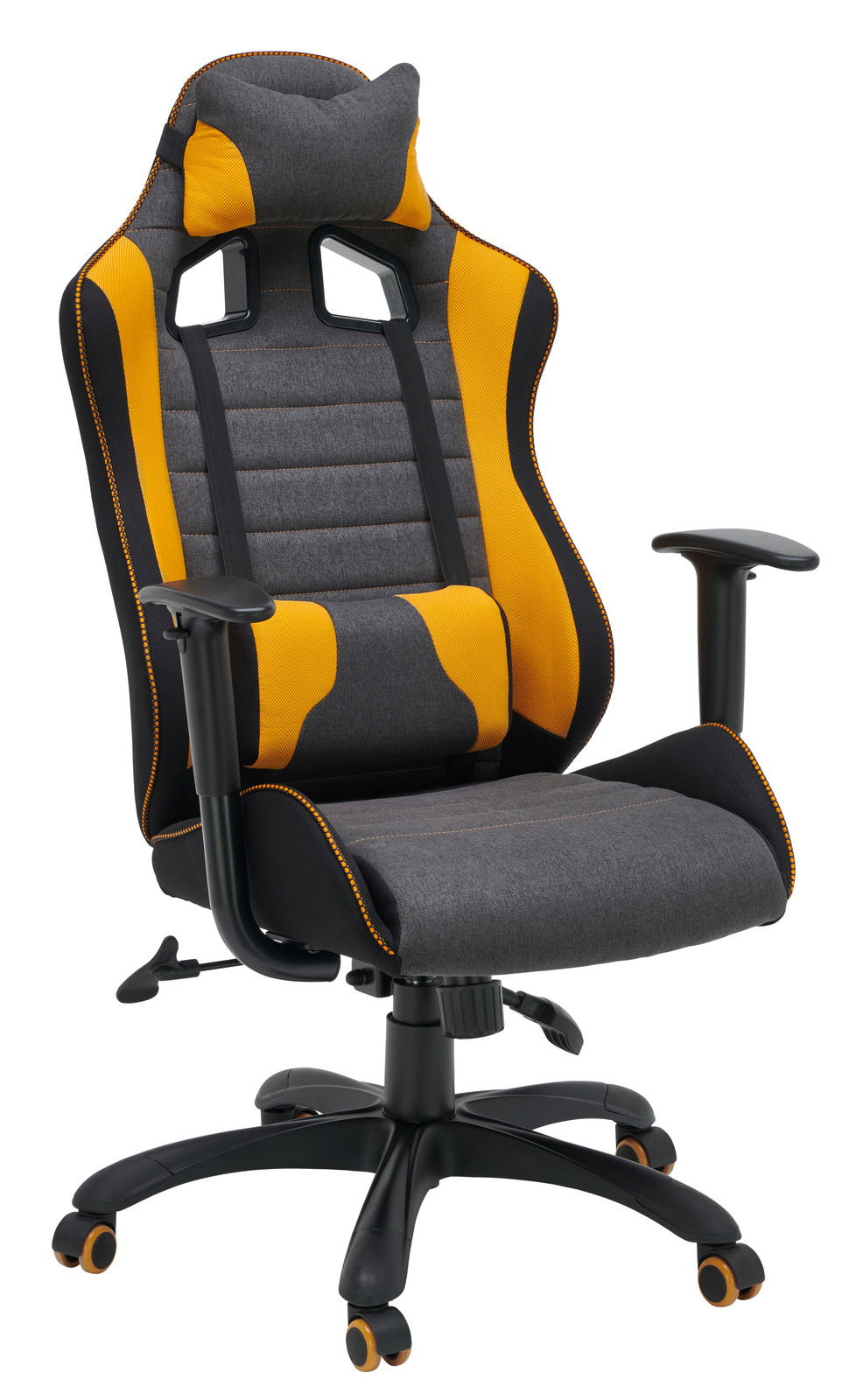 Gaming Stuhl in Schwarz und Gelb, Vorderansicht