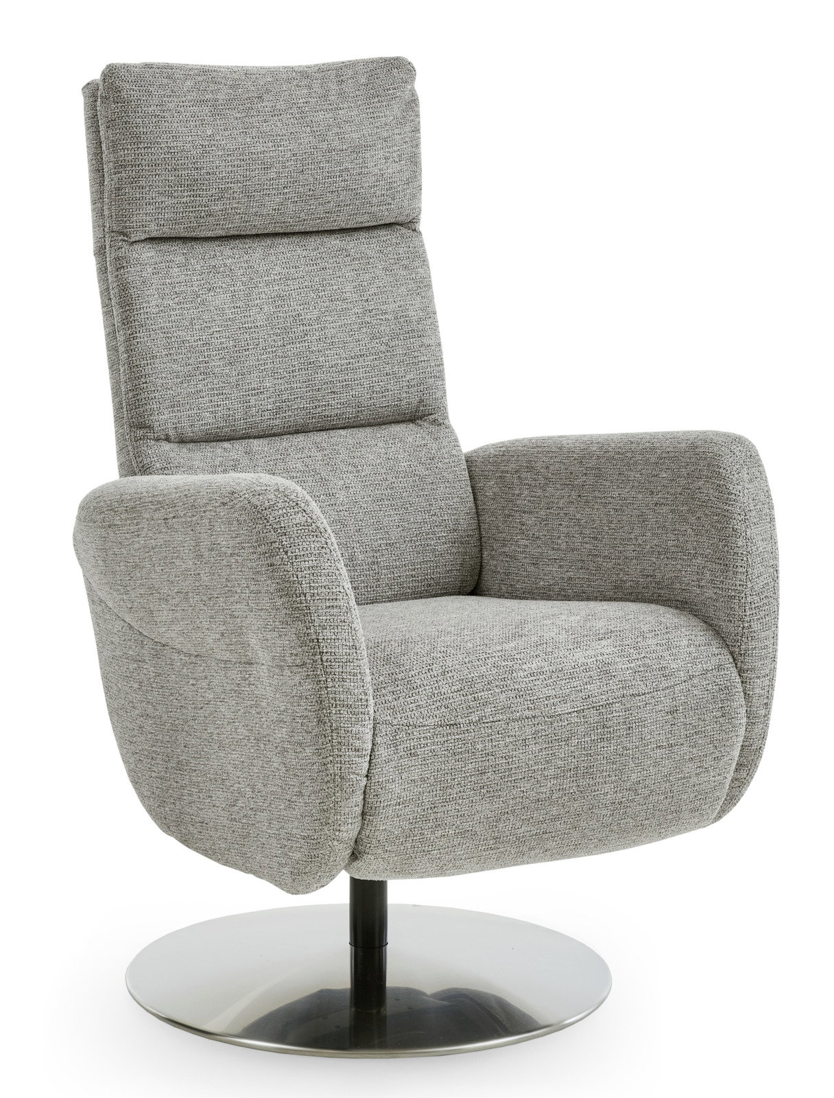 Beldomo Comfort Relaxsessel KAMP-STYLE Grauer Relaxsessel mit hohem Rücken und drehbarem Metallfuß, seitliche Perspektive