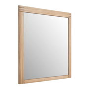 Moderner rechteckiger Spiegel mit Holzrahmen, seitliche Perspektive