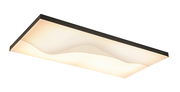 Rechteckige LED-Deckenleuchte mit wellenförmigem Design, seitliche Perspektive