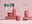 Rosafarbene Mepal-Behälter, Brotdosen, Becher und Trinkflasche vor rosa Hintergrund, % Code Mepal25