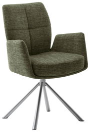 Moderner grüner Sessel mit Metallbeinen, seitliche Perspektive