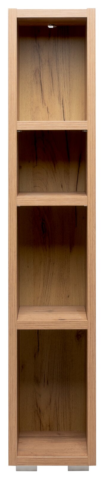 Holzregal mit vier offenen Fächern, frontale Ansicht