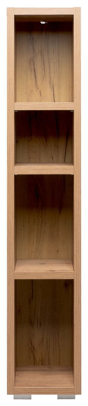 Houten plank met vier open vakken, vooraanzicht