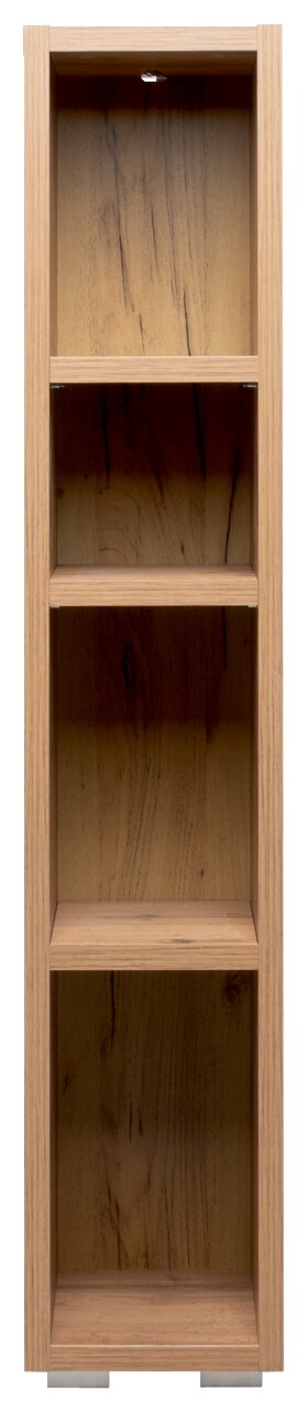 Houten plank met vier open vakken, vooraanzicht