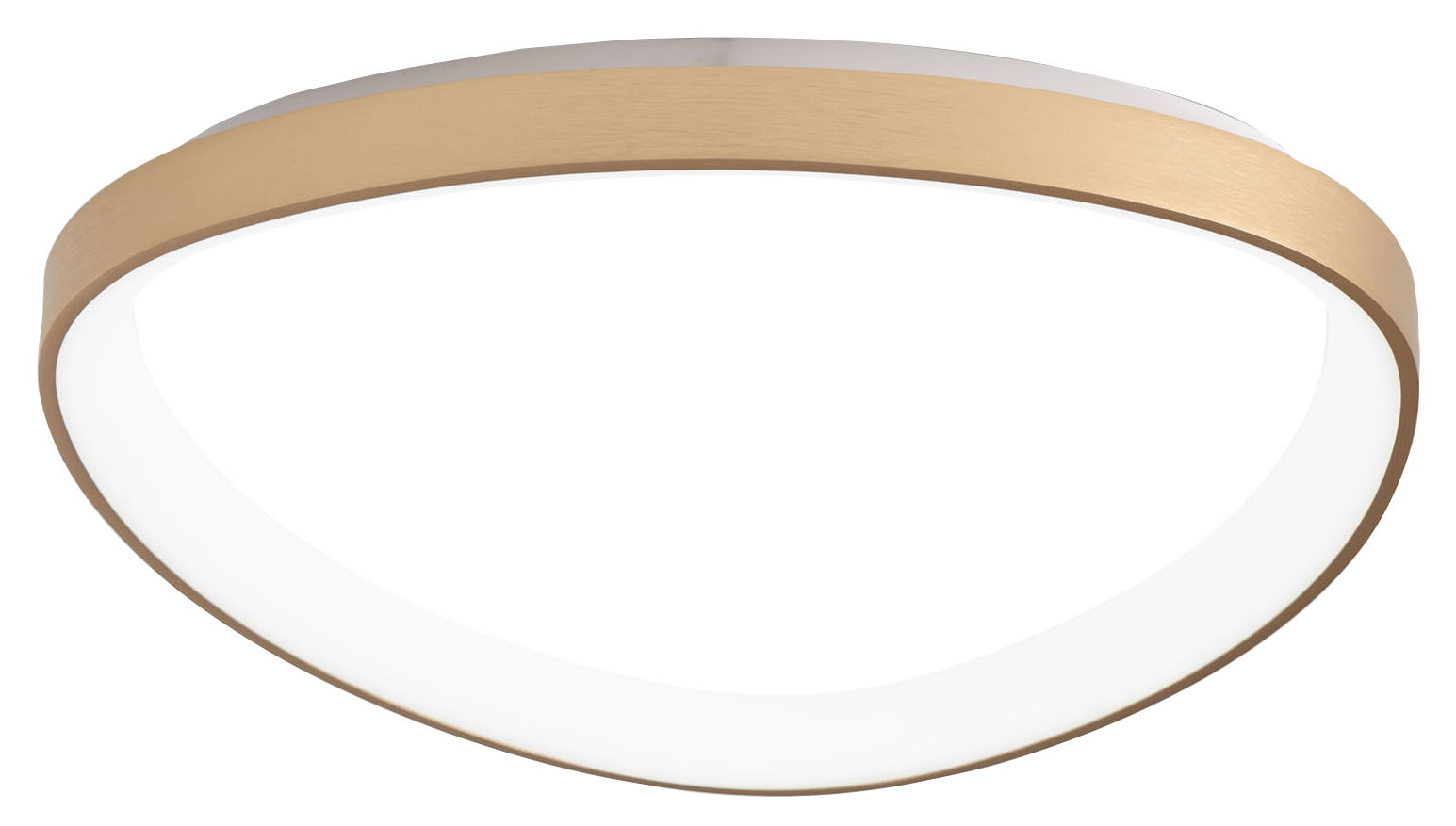 Moderne LED-Deckenleuchte in Holzoptik, seitliche Perspektive